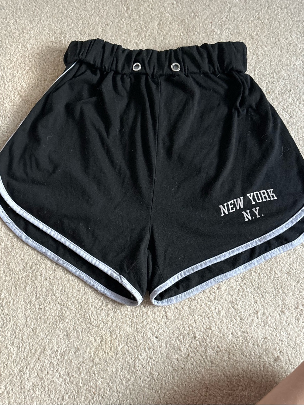 Black Women's Athletic Shorts with 'New York N.Y.' Print